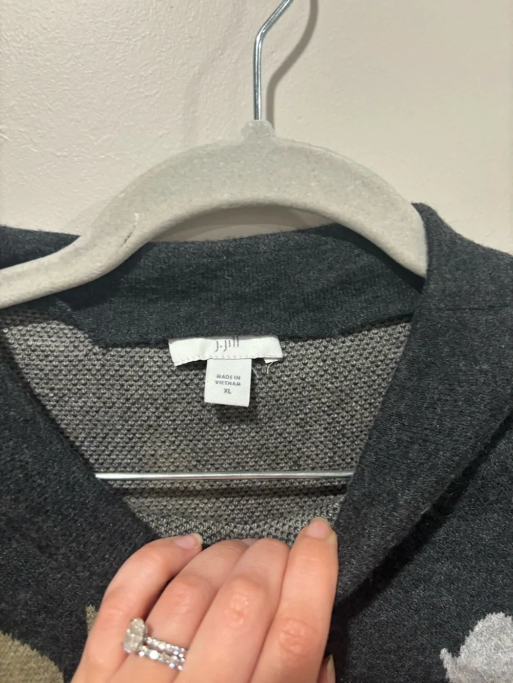 J. Jill Black Floral Mock Neck Sweater with White & Tan Blooms - Picture 2 of 5